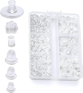 Silicone Earring Backs for Studs, 6 Styles Clear Rubber Earrings Safety Back Soft Hypoallergenic Earrings Stopper Back for Heavy Earring, Droopy Ears, Hook Earrings(600pcs).