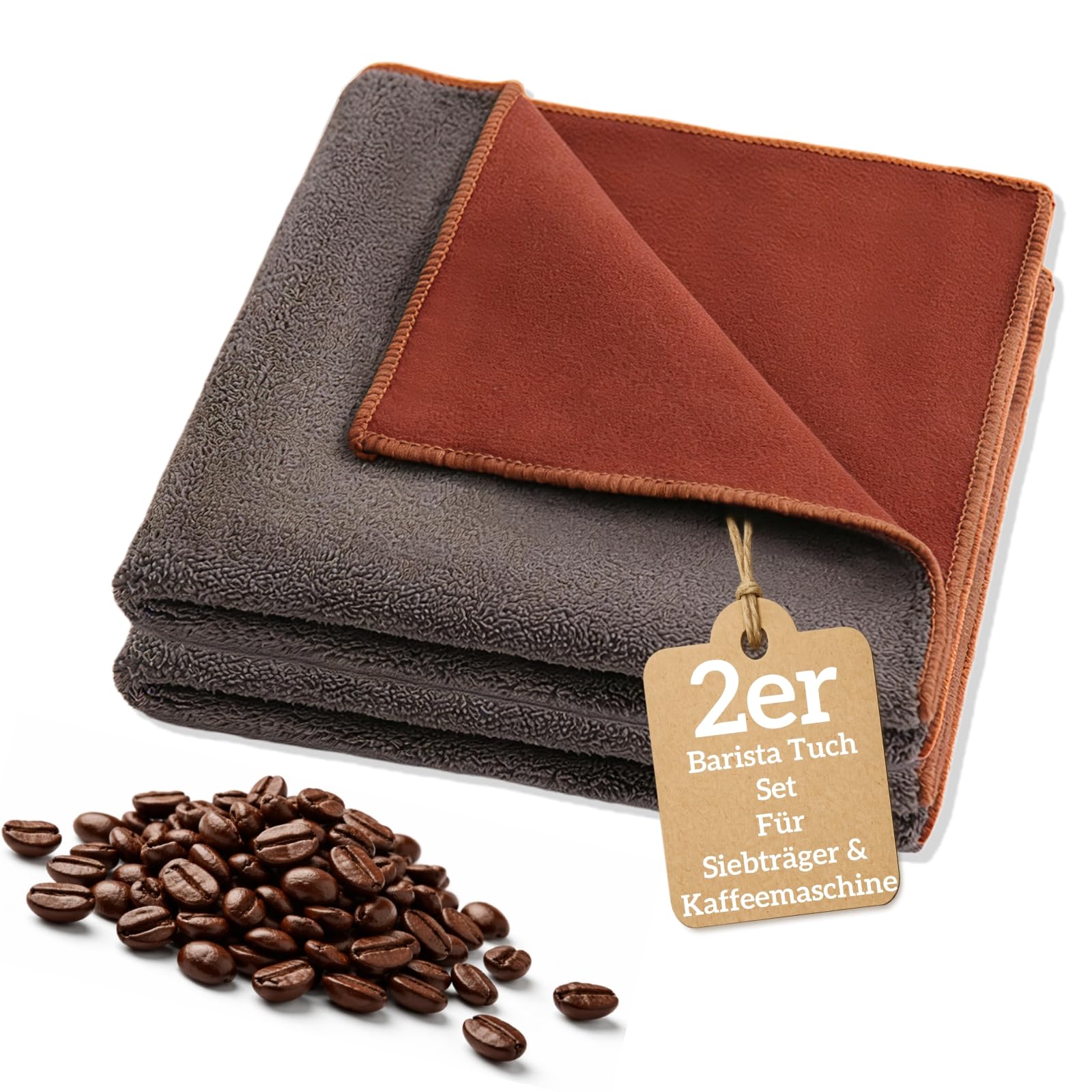 2er Barista Tuch Set 30x30cm 500GSM, Mikrofaser für Siebträg