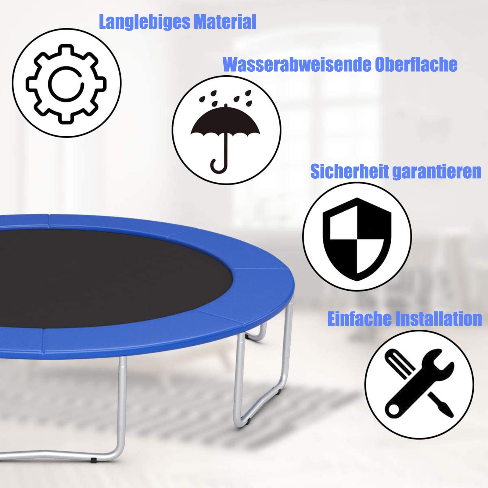 Mata do trampolinyOchrona ogrodu trampolina Ø183 244 305 366 427 396 cm akcesoria do trampoliny zastępcza trampolina poduszka bezpieczeństwa odporna na promieniowanie UV odporna na rozdarcie