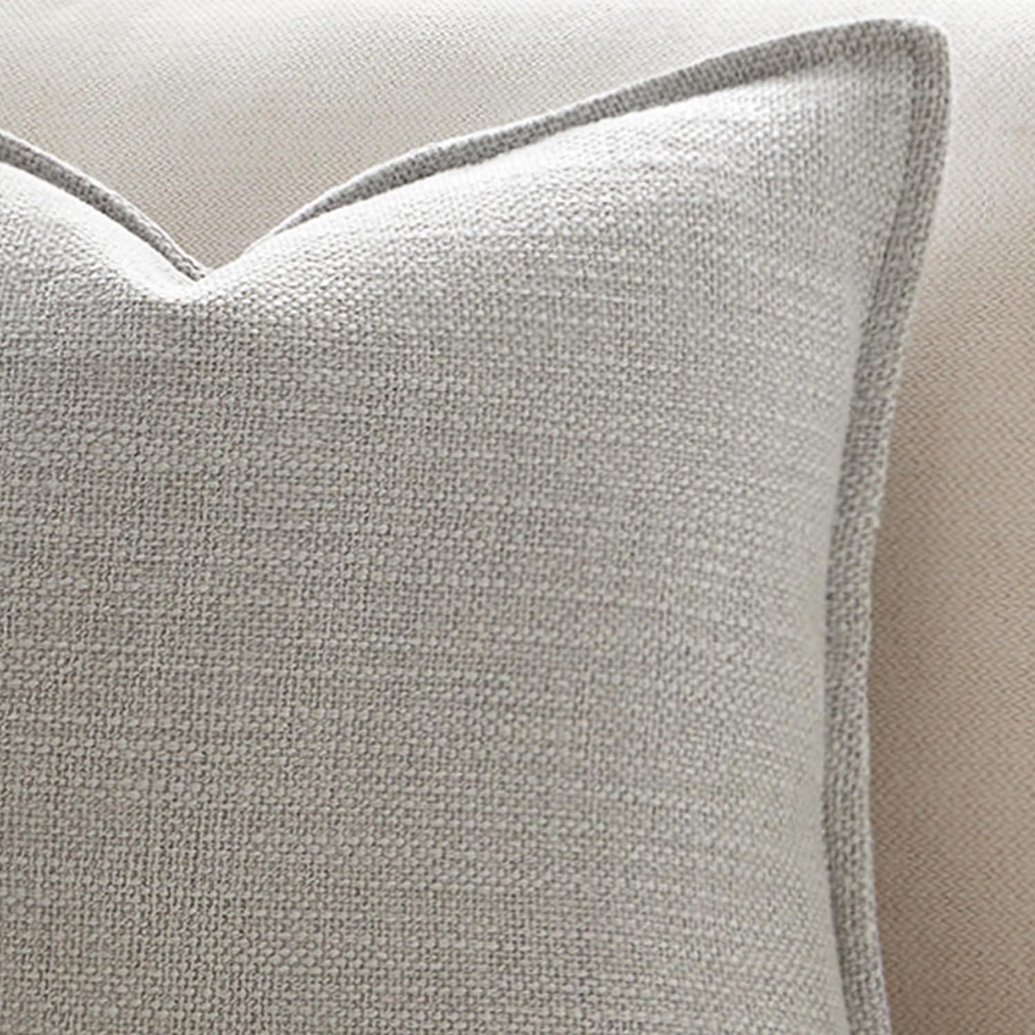 Meekio Set of 2 Light Gray Pillow Covers 20x20, Linen Look Throw Pillow Covers with Flange Edge for Sofa Couch Living Décor image 4