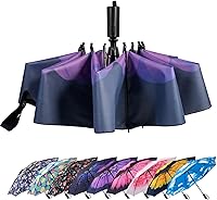 Vista 125 de LANBRELLA Paraguas plegable inverso compacto paraguas de viaje a prueba de viento automático Negro