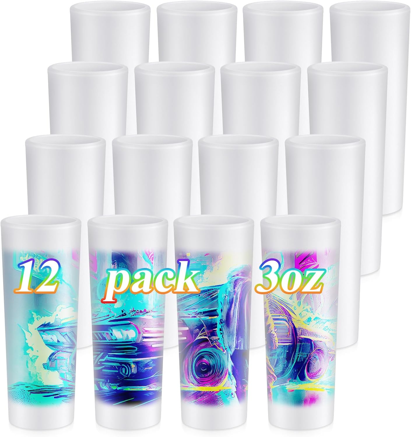 Hsei 12 Pcs Sublimation Frosted Shot Glasses 3 oz