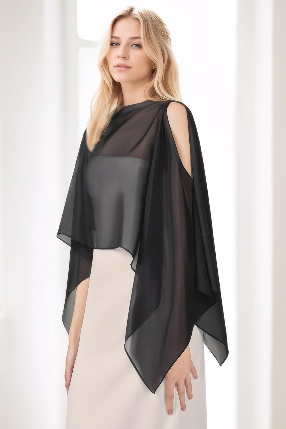 Coucoland Shawl Wraps for Women Sheer Chiffon Shawl Elegant Soft Wraps for Evening Dress Wedding Party - Image 6