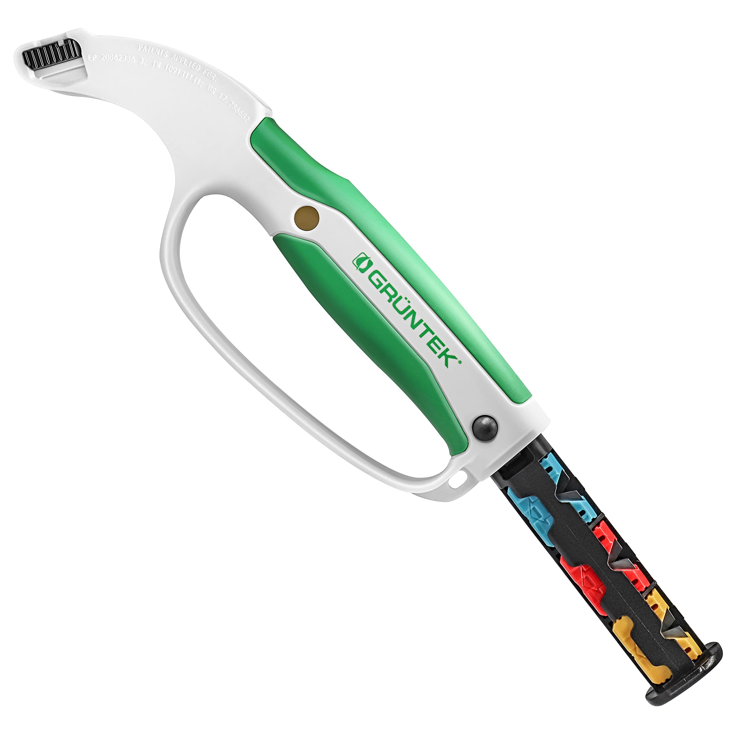 GRÜNTEK Affilatore Affilacoltelli Professionali per Cesoie da Giardino, Scalpelli, Forbici e Coltelli da cucina e Sartoria. Con 7 Cartucce Intercambiabili