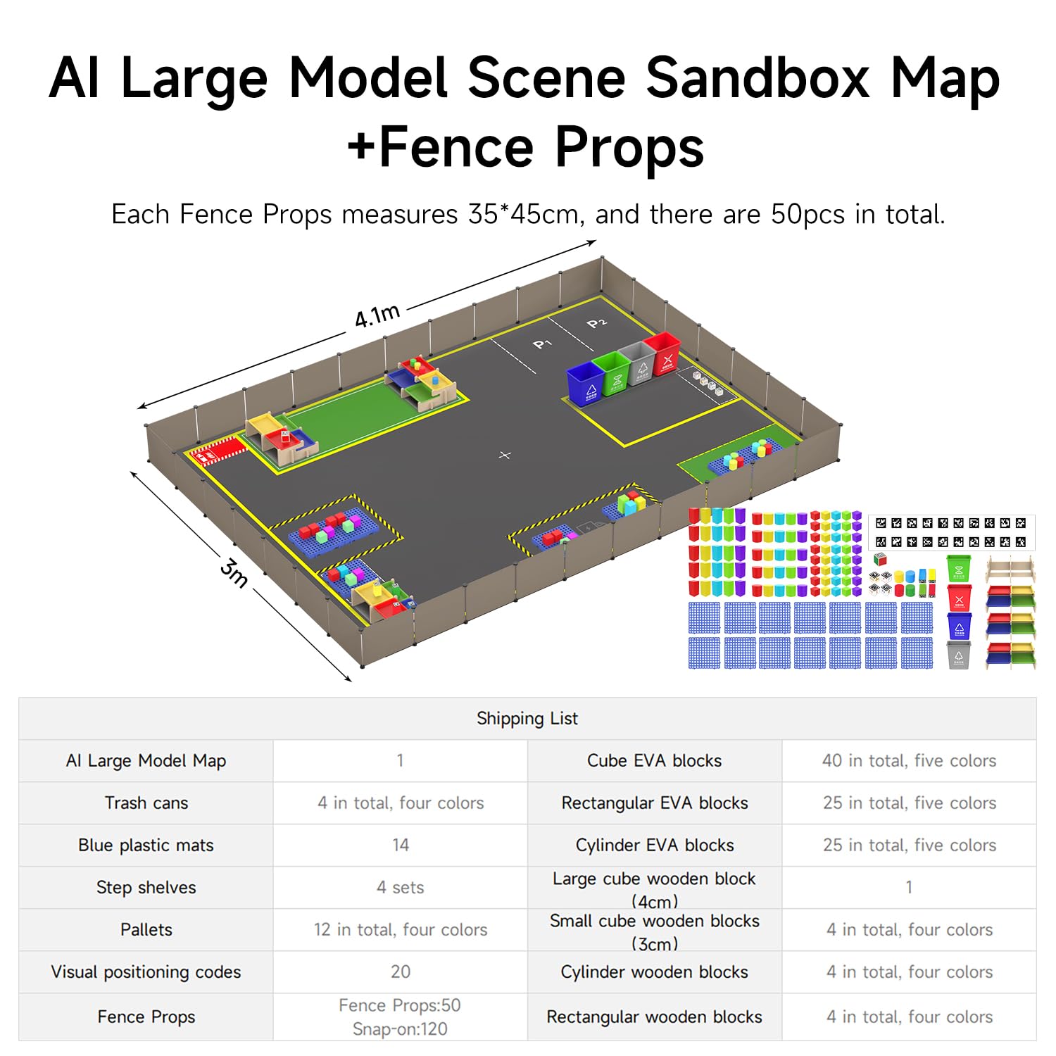 Yahboom ROS Robot Toy Map (Large Model Scene Sandbox+Fence)