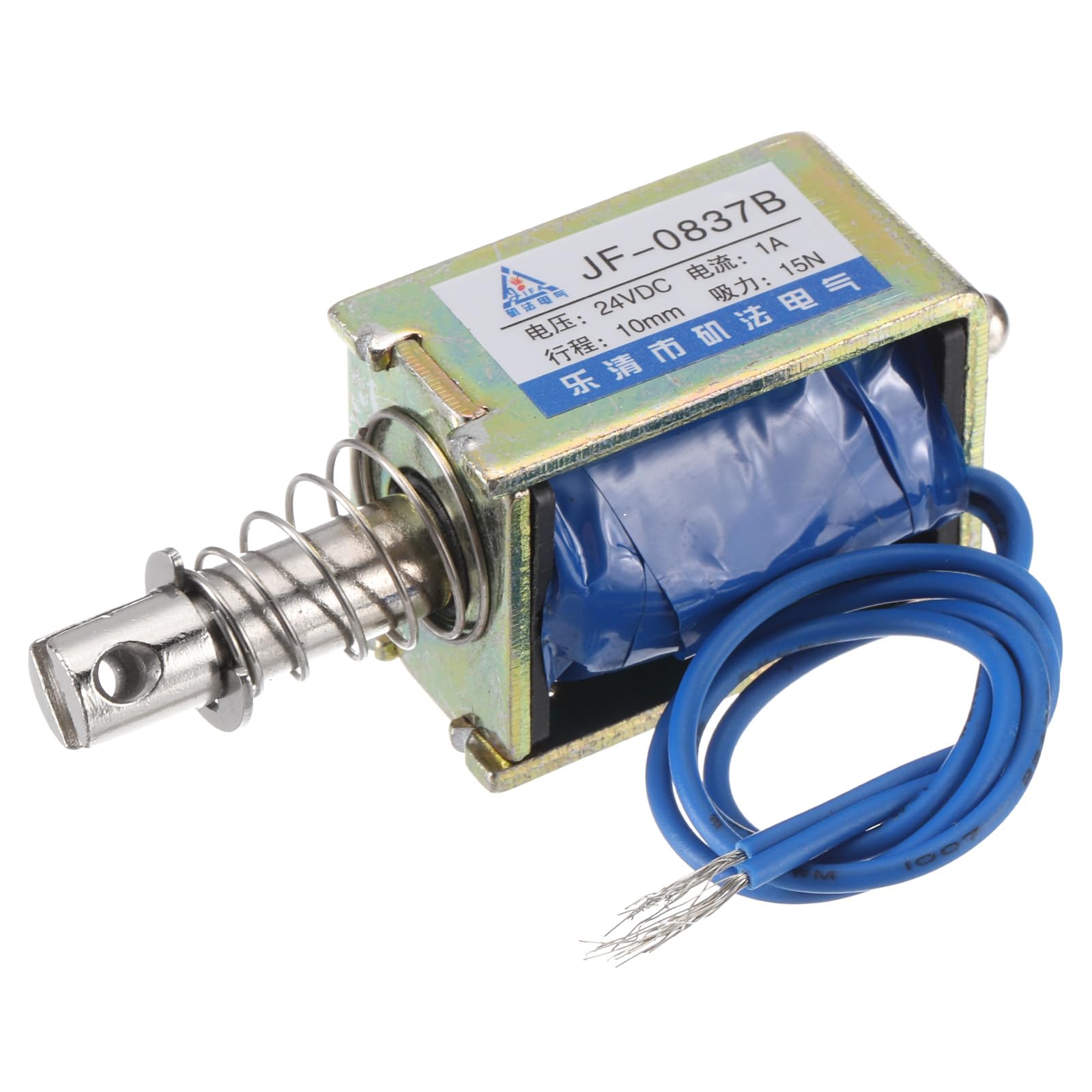 MECCANIXITY DC 24V 1A Solenoid Electromagnet Push Pull Type 15N 10mm Stroke Solenoid Actuator Open Frame Linear Motion JF-0837B Magnet Solenoid