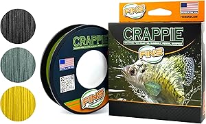 FINS Crappie Braided Fishing Line, Ultra-Strong Thin-Diameter 4-Strand Braid for Crappie, Perch, Sunfish & Panfish, Micro-Diameter High Visibility, UL Fishing Line
