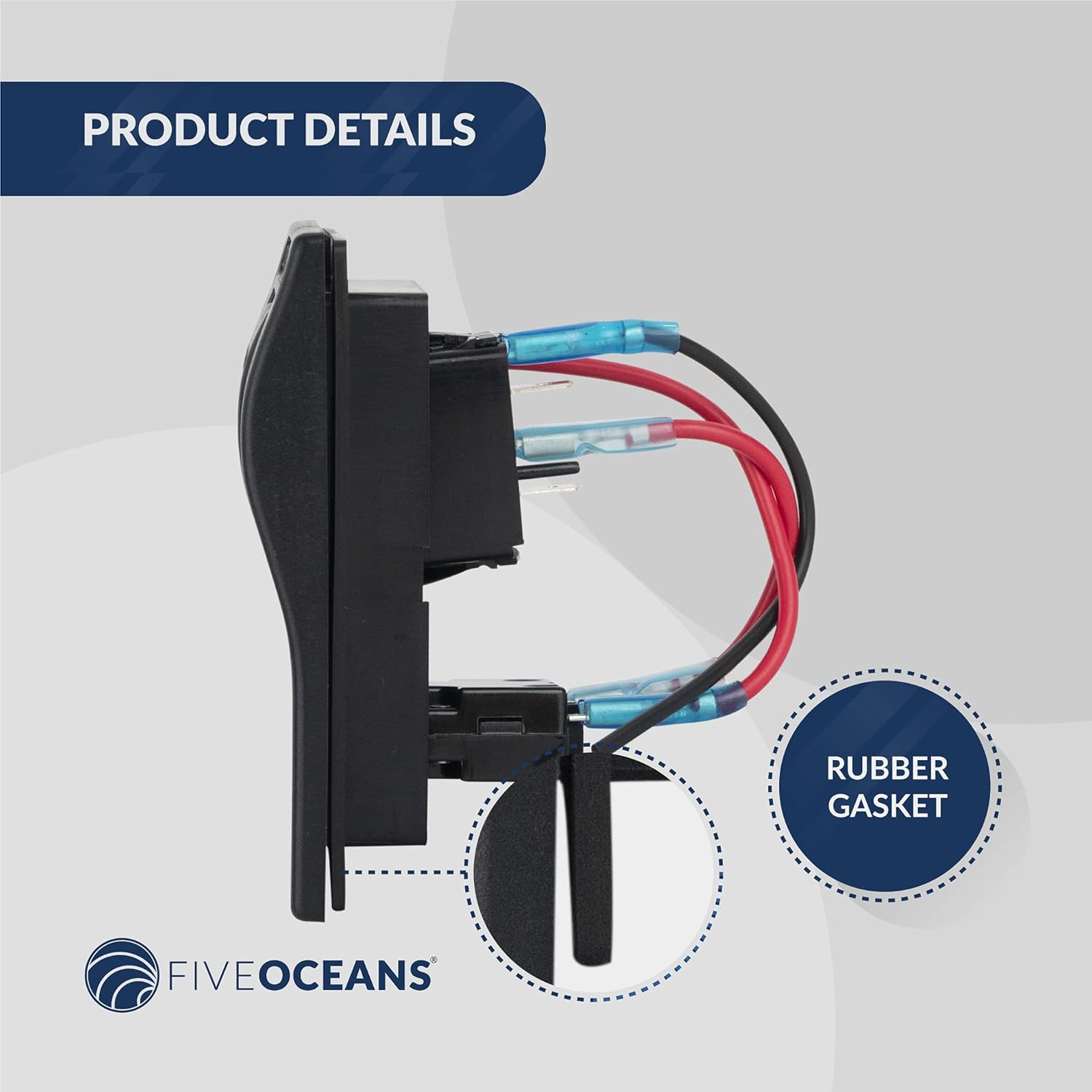 Five Oceans 3-Way Rocker Bilge Pump Switch, 12-Volts, 2-Pack, Marine Bilge Switch with Circuit Breaker for Manual and Automatic Bilge Pumps, LED Light Indicator - FO3851-M2