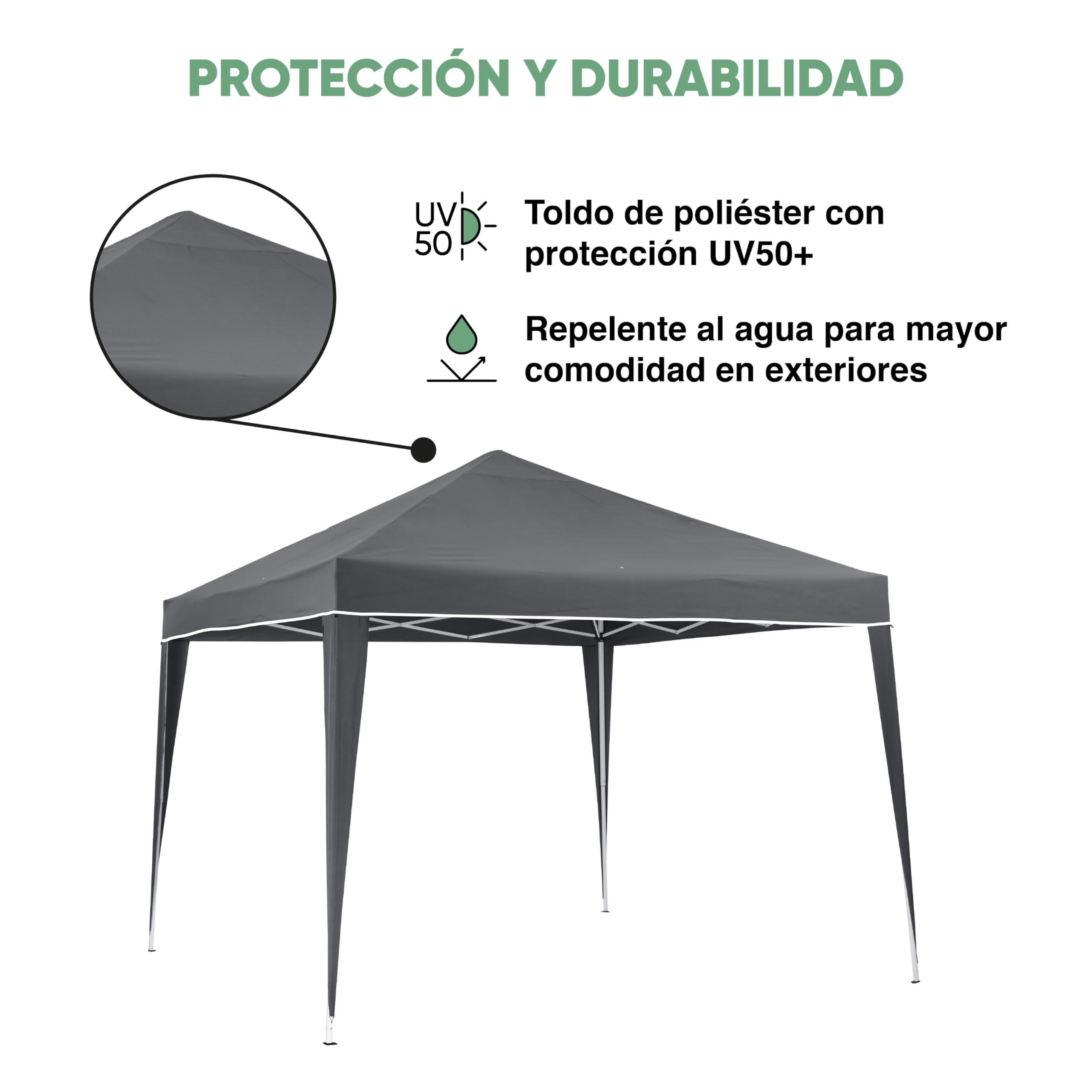 KG KITGARDEN - Carpa Plegable 3x3m para Jardín, Incluye Piquetas y Bolsa de Transporte, Gris