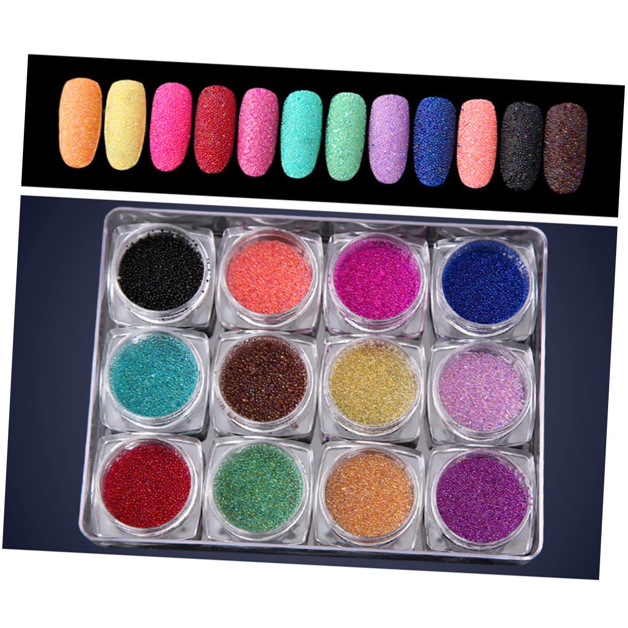 VICASKY DIY Nail Art Decorations 12 Colors Caviar Nail Bead Balls Random Color