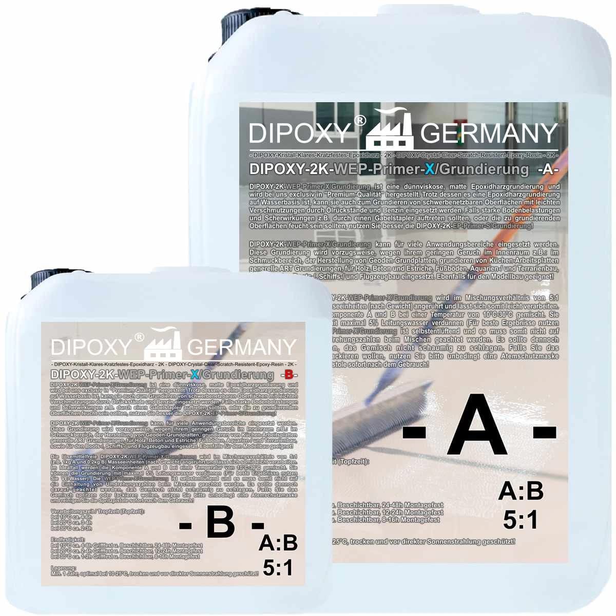 DIPOXY - Imprimación 2K WEP-Primer-X (25,6 kg (20,0 kg A + 4,0 kg B + 1,6 kg de color), color blanco).
