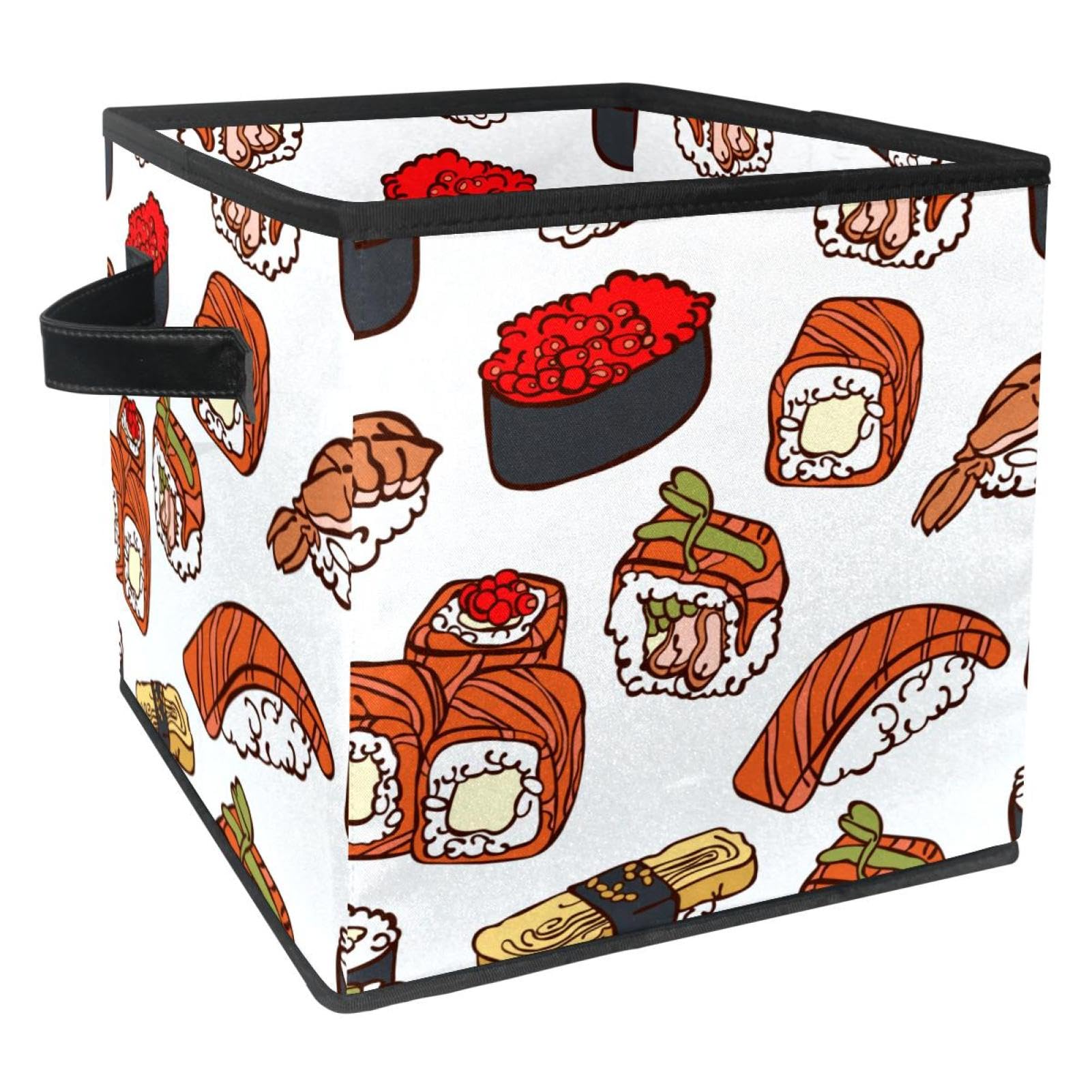 Boîte de rangement pliable motif sushi japonais en tissu cube pour placard