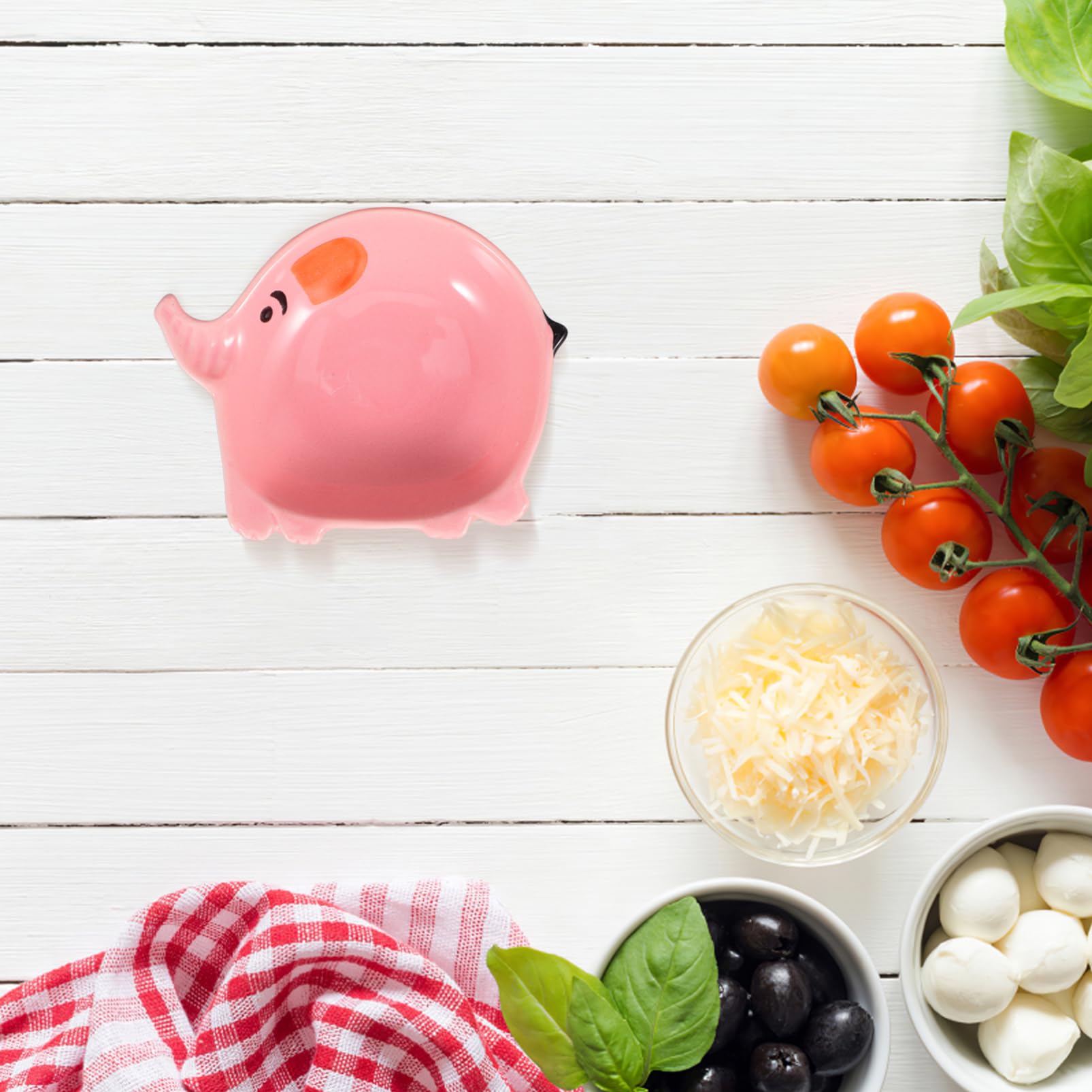 Unomor 4pcs Adorable Elephant Ceramic Tea Bag Rest Dish Fun Snack Plate Condiment Tray for Home Office Use Sturdy and Whimsical Decorative Tea Tray