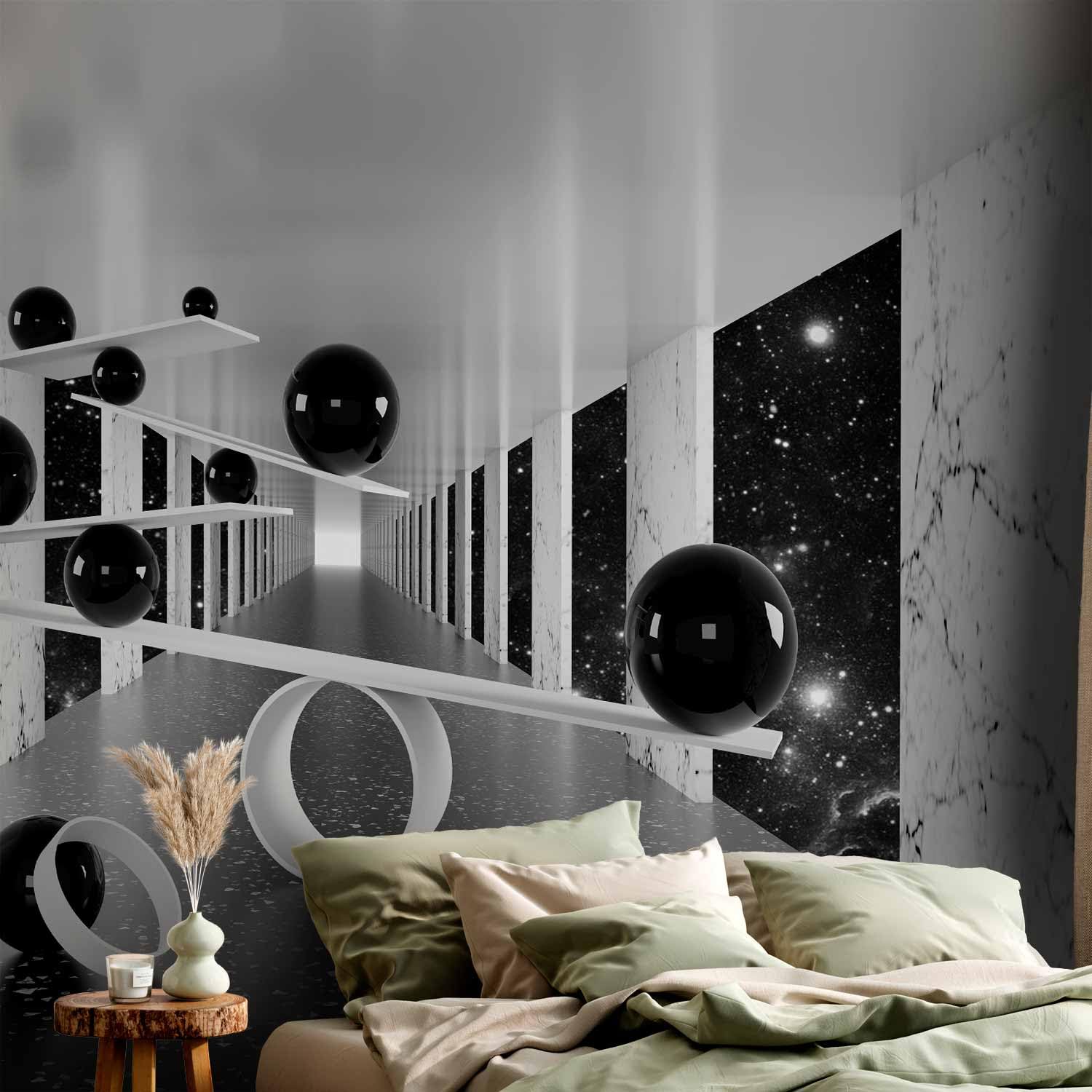 murando - Carta da Parati Adesiva 3D Effetto 392x280 cm Fotomurali Adesivi Murali Rivestimento Parete Moderna per Pareti Adesiva Muro Decorativo Fotomurale Soggiorno Astratto nero bianco Marmo