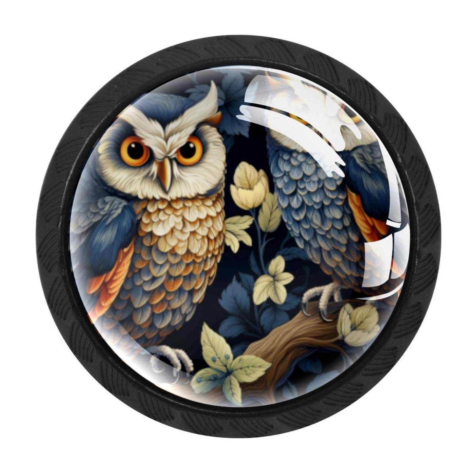 CHENZZZZ 4 Pieces Owl Drawer Knobs, 35mm Black Cabinet Knobs, Drawer Pulls and Knobs, Dresser Drawer Knobs, Cabinet Hardware Kitchen Cabinet Knobs