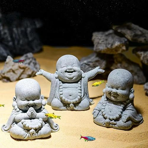 Miniatura 8 de livelyfish Decoración de pecera de Buda, figuras asiáticas de Buda de piedra para acuario, jardín zen, estatua de pecera, decoración de esculturas