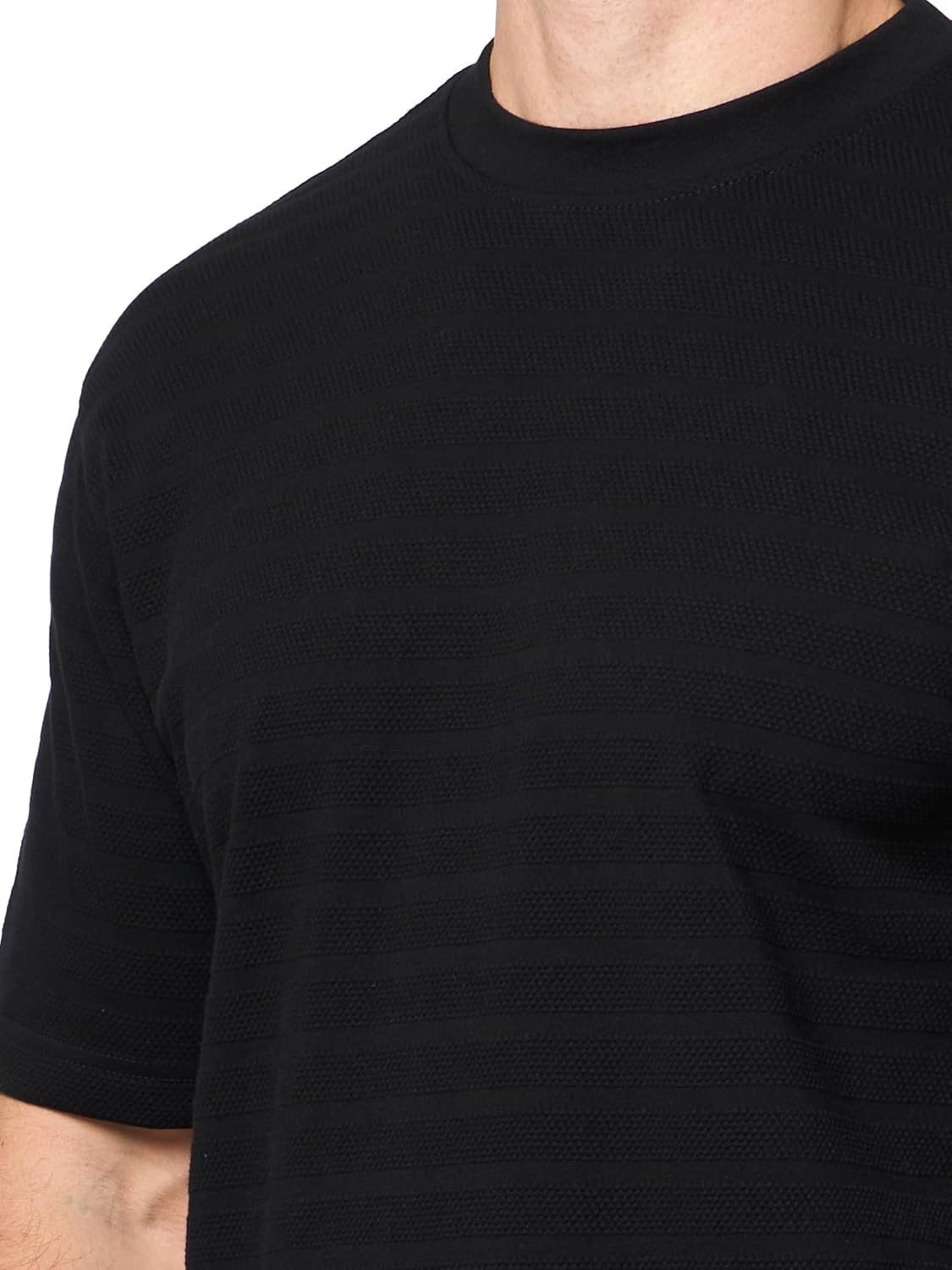 Karl Lagerfeld Men's Textured Striped Short Sleeve Shirt