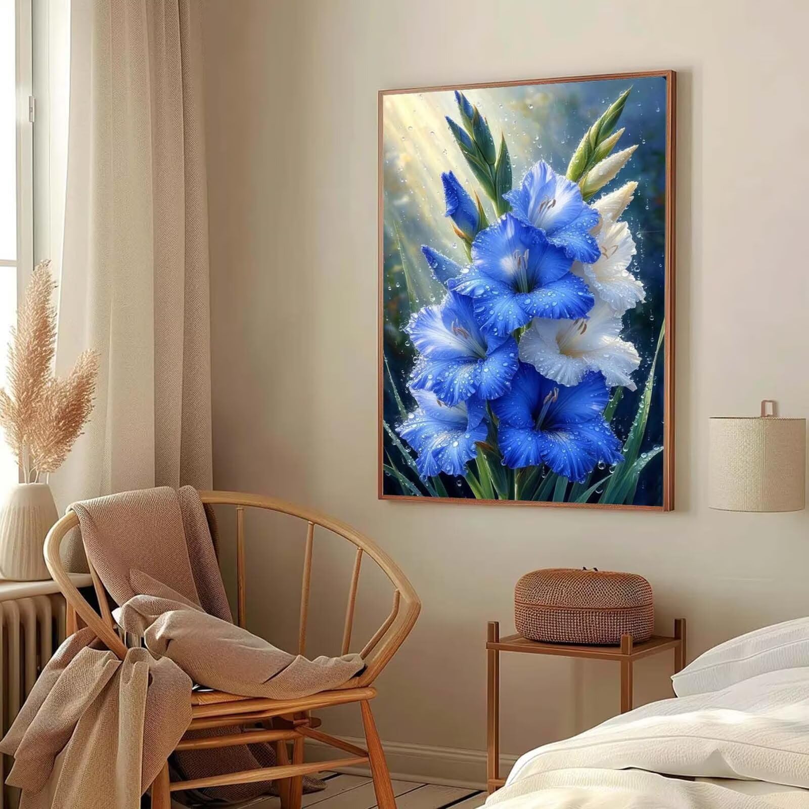 Roogsoo Dipingere con i Numeri Adulti blu, Paint by Numbers 90x120cm j0-241 | Fiori Quadri da Dipingere Numerati per Principianti Facile su Te, Hobby Creativi Adulti Idee Regalo Donna Decorazioni Casa
