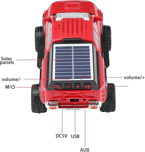 Miniatura 8 de WS-697 Pickup Truck Bluetooth Replica Altavoz - Altavoz solar inalámbrico para automóvil con luces LED, TWS estéreo, radio FM, reproducción USBTF,