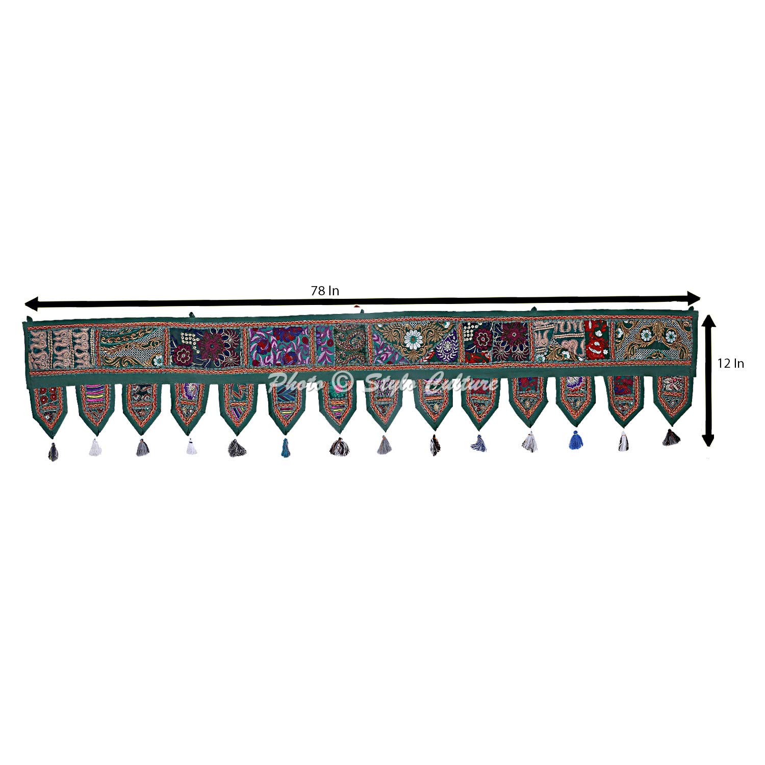 Stylo Culture Indiano Mantovane per Tende Salone Decorazioni per Finestre Porta Sospesa Toran Viola 35x95 cm Patchwork Vintage Ricamato Coton Floreale Tradizionale Tende A Pannello per Porta Finestra