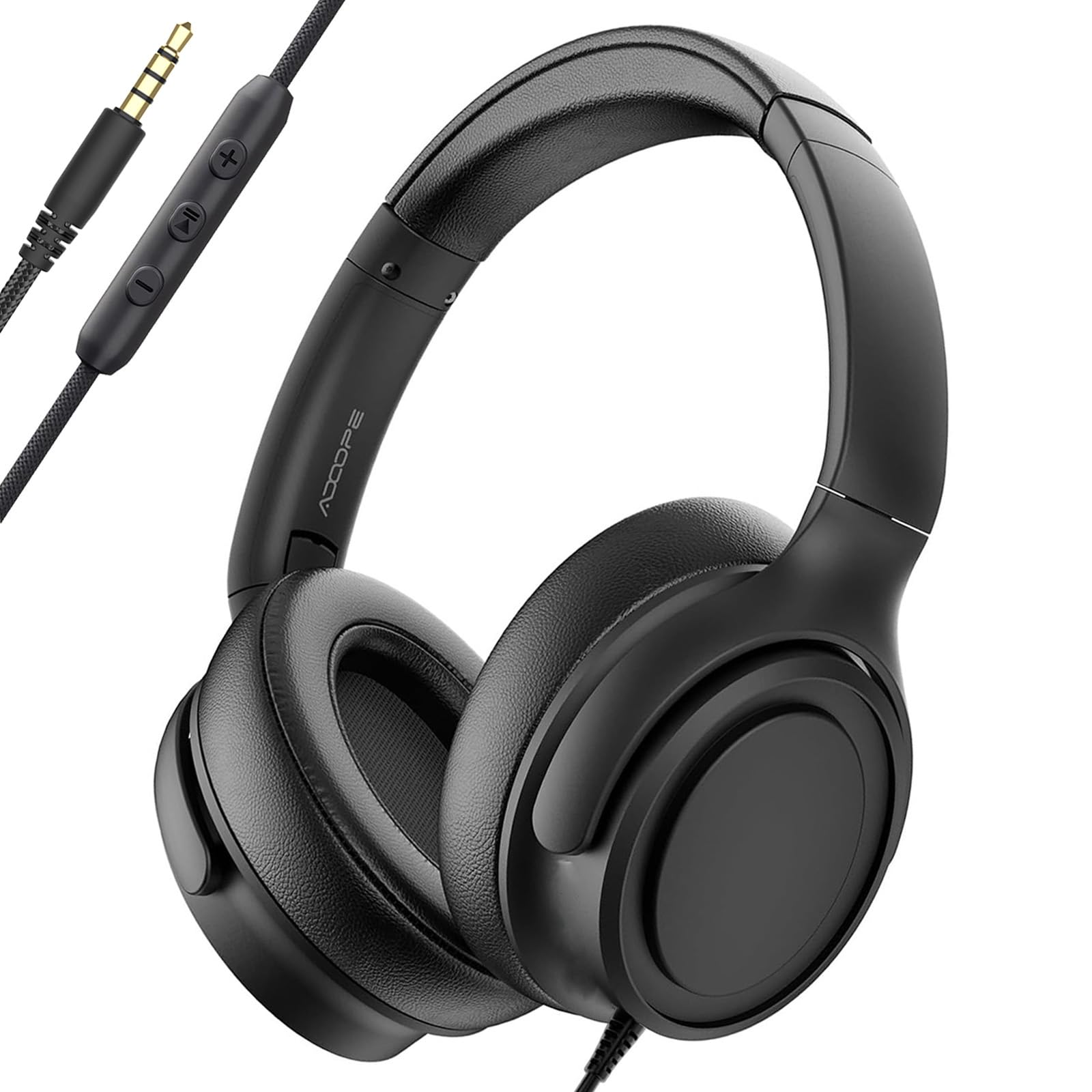 ADOOPE Wired Over-Ear Headphones with Mic, Hi-Fi Stereo Sound, Adjustable Headband, Comfort Noise-Isolating Ear Cups, Comfortable Fit for 3.5mm