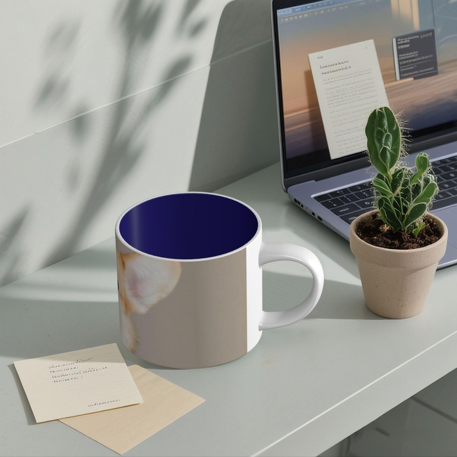 Corgi Dog-Beige bedruckte große Keramiktasse Kaffeetasse
