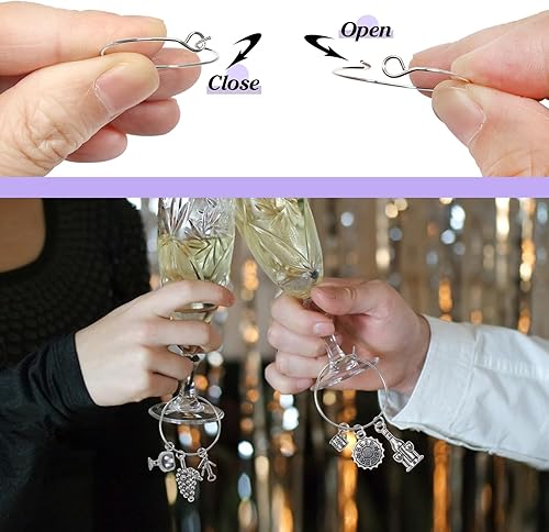 Miniatura 5 de TOAOB 100 anillos de cristal de vino chapados en plata de 0984in para pendientes abiertos de abalorios de aro para fiestas