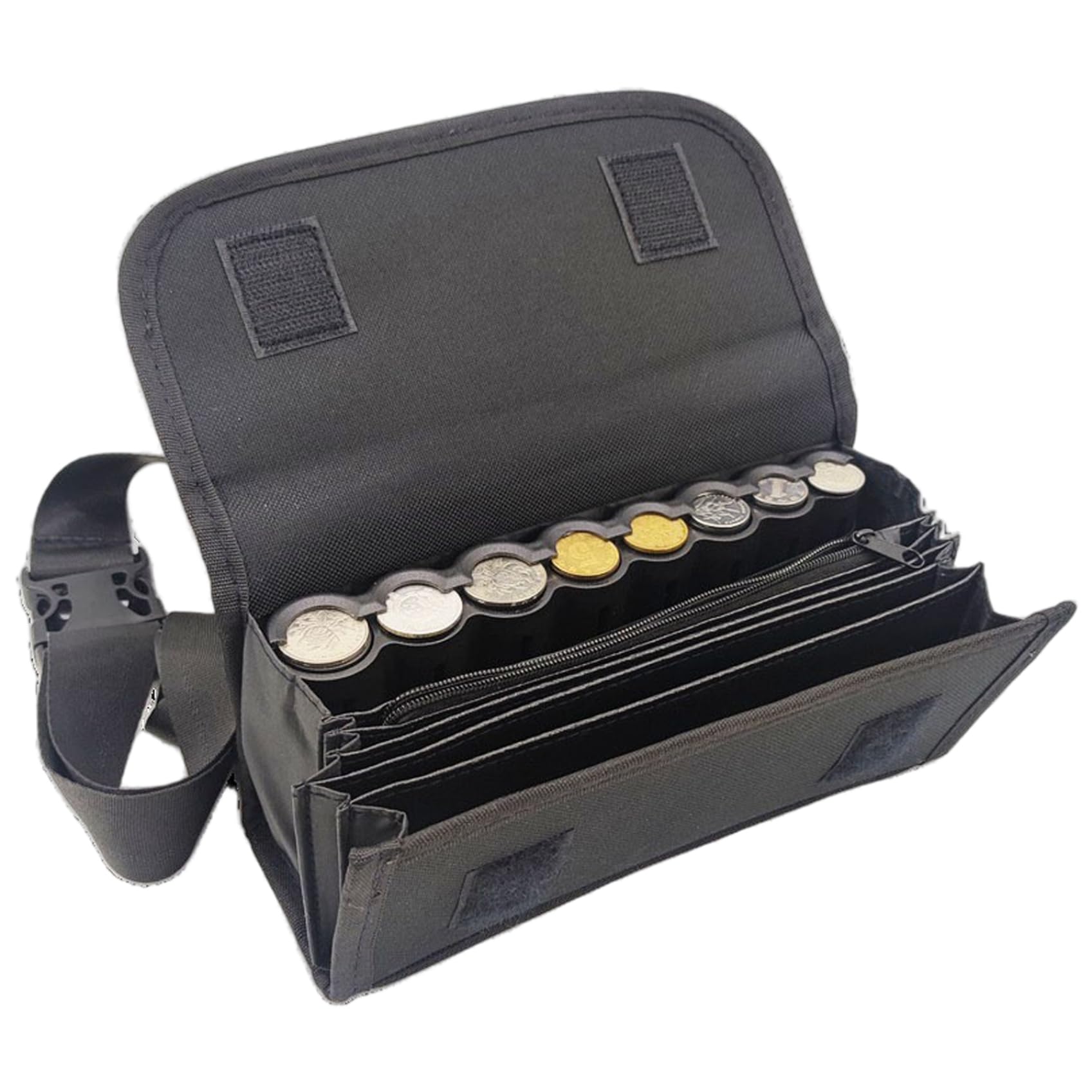 Organiseur de pièces de Monnaie, Sac Banane pour Vendeur Billets et Distributeur pièces Monnaie avec Ceinture réglable pour Serveuse, Serveur, collecteur, Changement Caisse
