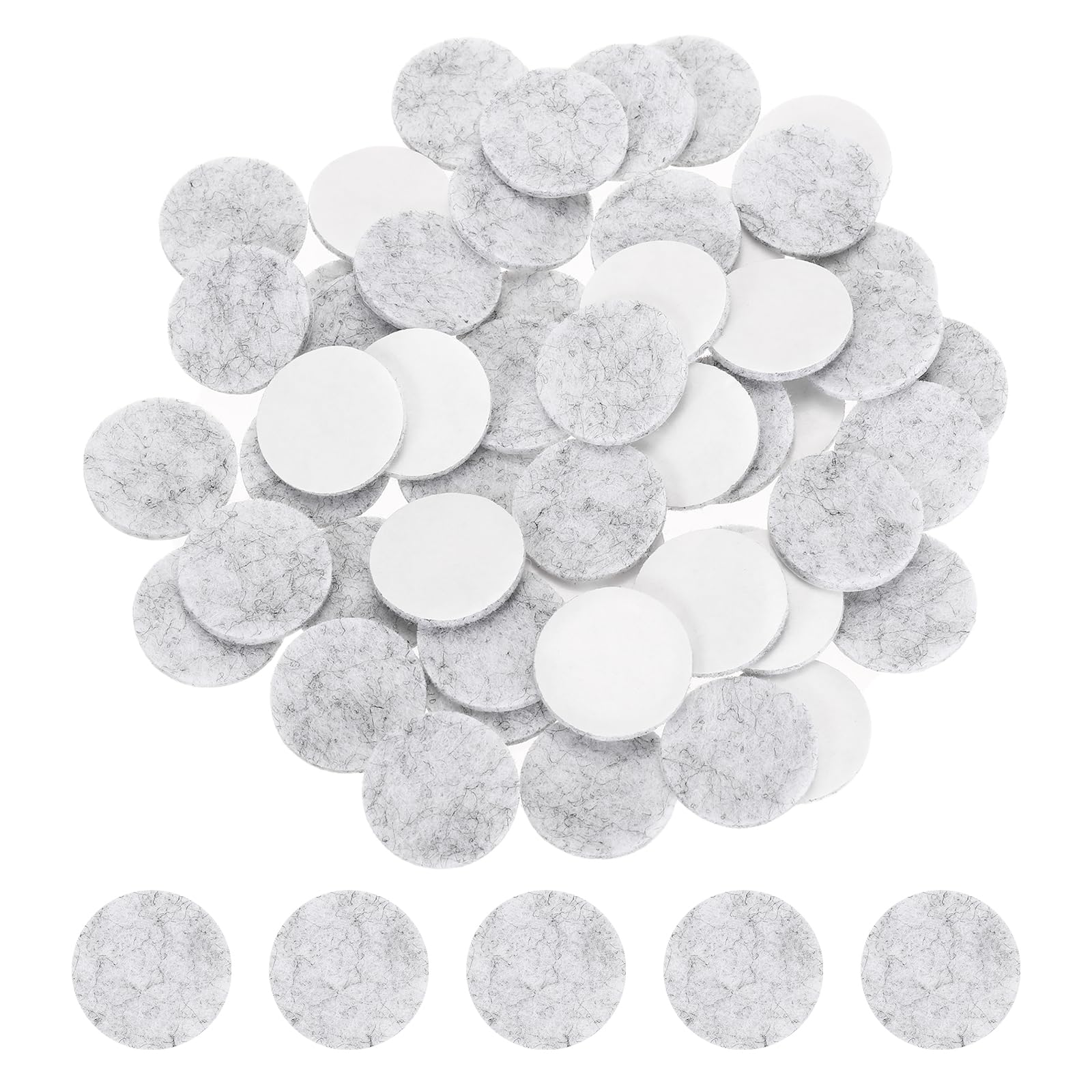 sourcing map 100 Pcs Adhesive Felt Circles, 9/16" Dia 2mm Thick Round Non-Woven Felt Pads Stickers Dots Pre Cut for DIY Crafts Sewing Handcraft Costume Holiday Decoration, Light Grey — image 1