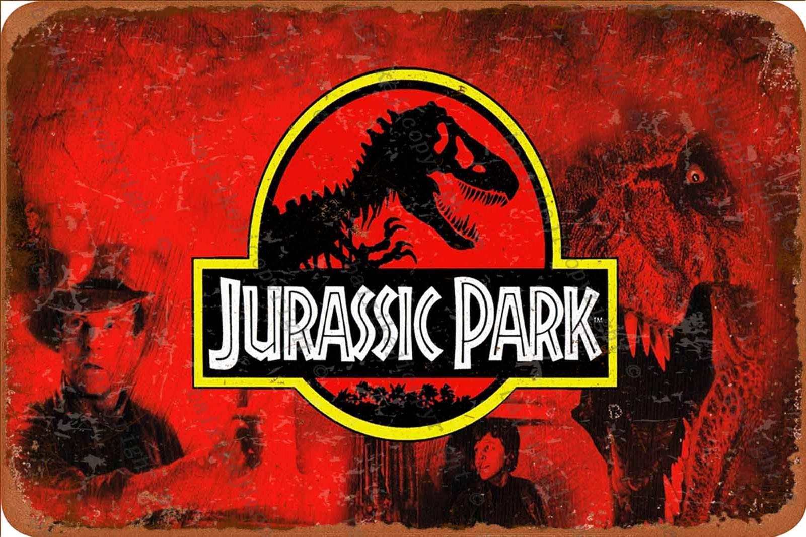 Jurassic Park Poster Panneaux D'étain Vintage Affiche De Métal Rétro Plaque De Panneau Mur Art Décor 8×12 Pouces