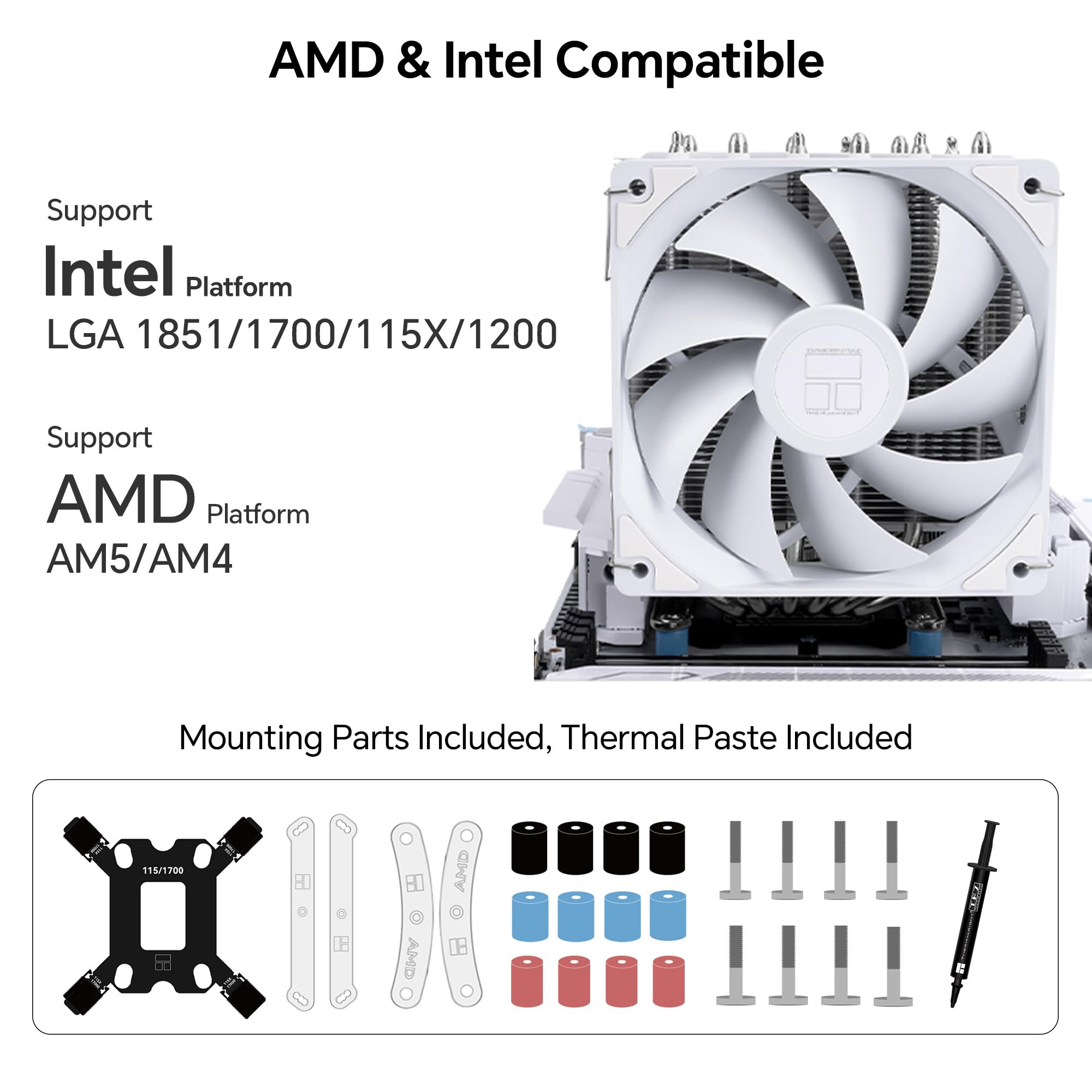 Thermalright Peerless Assassin 120 SE White V2 chłodziarka powietrza procesora, 6 rur grzewczych, technologia AGHP Gen 5.0, wentylatory PWM 120 mm, do Intel 1851/1700/115X/1200, AMD AM4/AM5