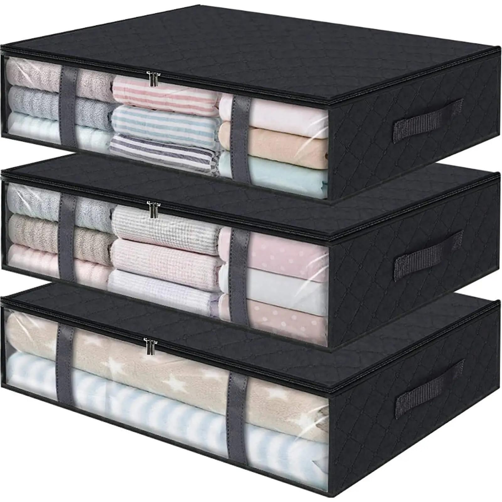 XILEUDUOD Clothes Storage Bins with Lids Fold Non Woven Fabric Storage Box