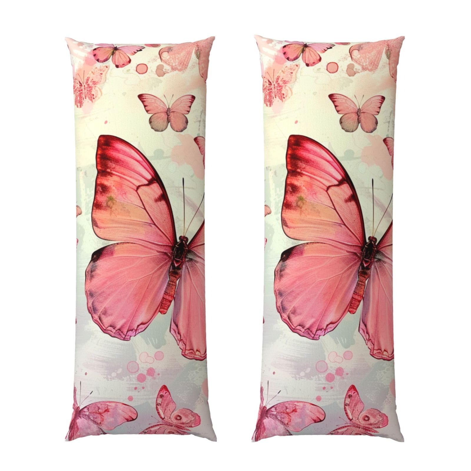 Body Pillow Cover 20x54 Inch, Butterfly Print Long Lumbar Pillow Case with Zipper Long Body Pillowcase Decorative for Bed Sofa Bedroom