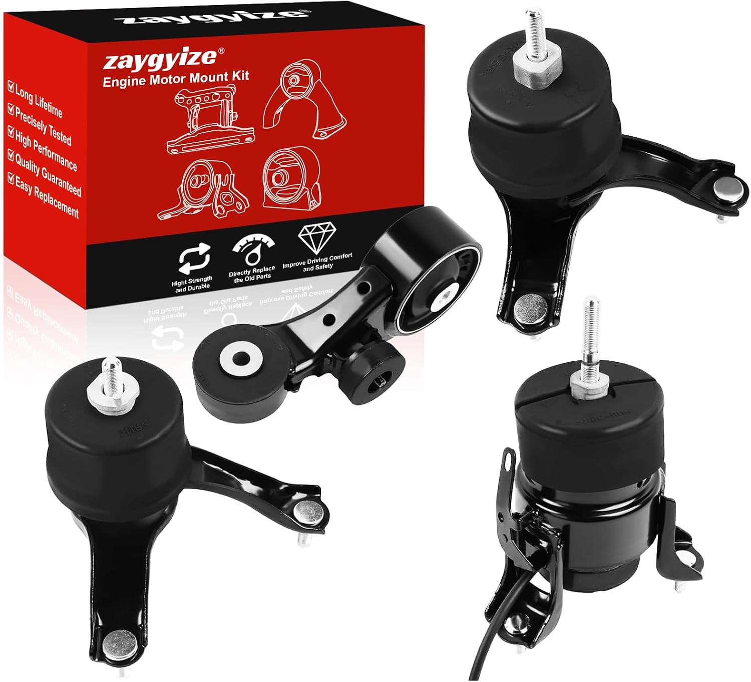 4Pcs Engine Motor & Transmission Mount Kit - Compatible with Toyota Sienna 2007-2010 V6 3.5L FWD, Replaces OE A4239HY A62036HY A4207 A4255 9992 9238 9165 9546