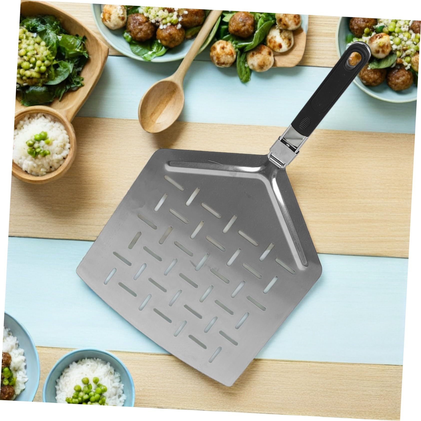 PRETYZOOM Paletta Per Pizza Fatta Spatola In Acciaio Perforata Accessori Manico Per - In Pietra Fori Rettangolari Per Torte Pane Pane Pollici Trasferimento