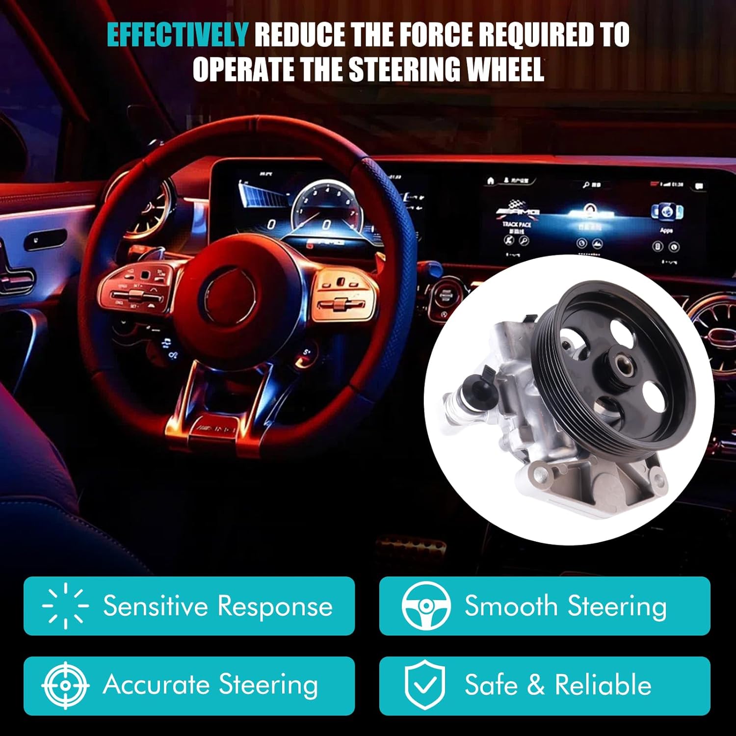 Power Steering Pump with Pulley & Bracket Compatible with C300 2011-2012, C350 2011, E350/E550 2010-2011, 3.0L 3.5L 5.5L Flex/Gas Replacement for 21541, 3281, V303779, KS01000701