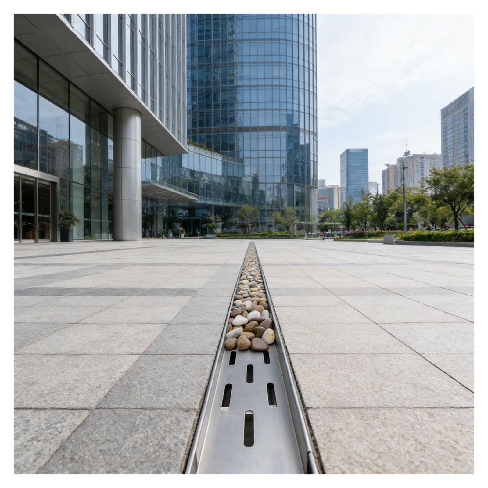 GLDYTVF 304 Stainless Steel Drainage Kit with Removable Grate Outdoor Linear Drain Filter Garden Drainage Channel Grate (H5*W15CM / H1.97*W5.91IN)