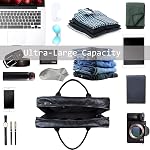 seyfocnia PU Leather Travel Bag with Shoe Pouch, Weekender Overnight Bag Waterproof Large Carry On Travel Tote Duffel Bag