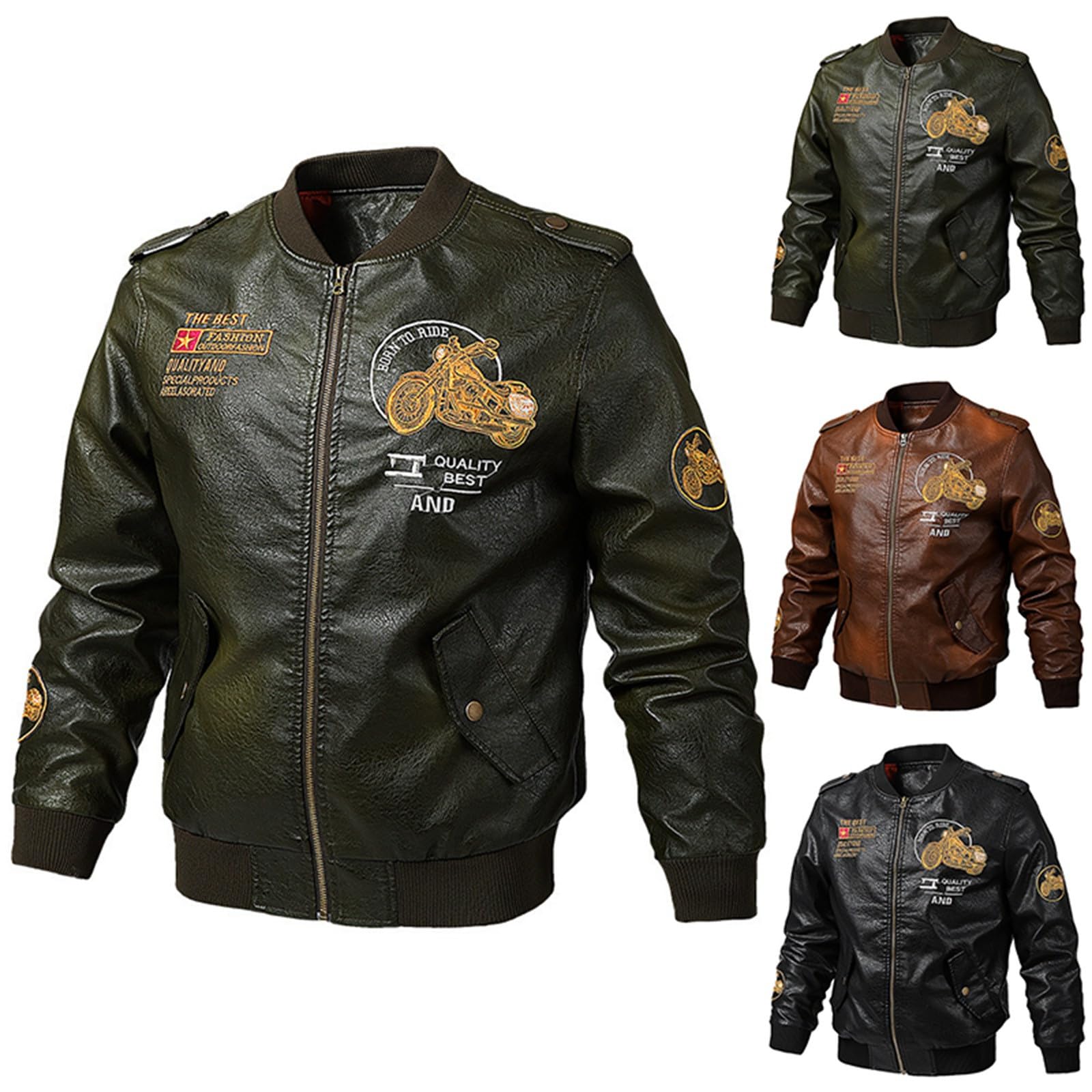 Generisch Chaqueta de cuero para hombre, chaqueta de piel, chaqueta de piel sintética, chaqueta de motociclista, chaqueta de piel sintética, chaqueta de motorista, chaqueta de piel sintética, chaqueta