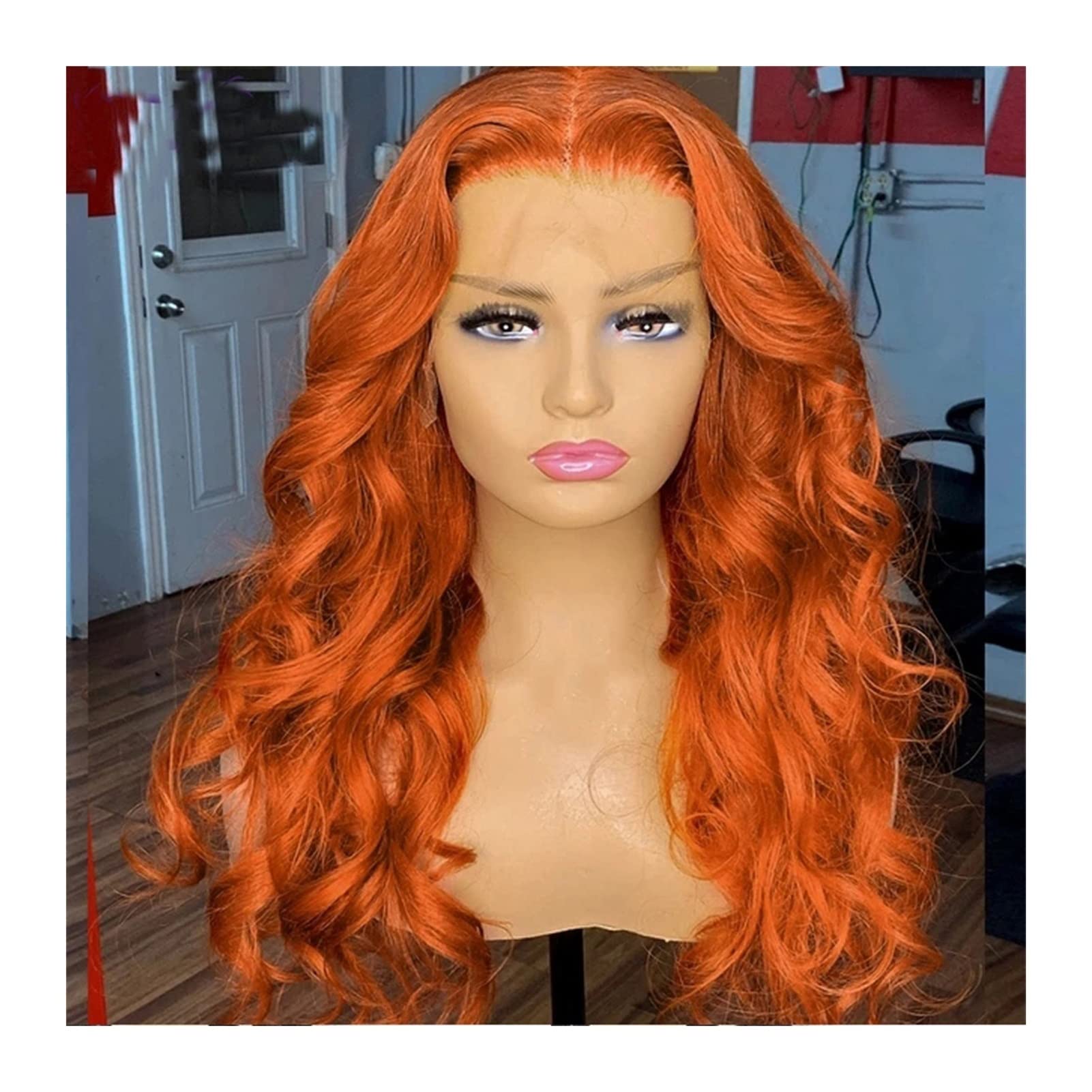 Parrucca anteriore in pizzo sintetico in fibra resistente al calore in lungo 180% densità 22-26 pollici Parrucche cosplay senza colla for donne nere(A,24inches)