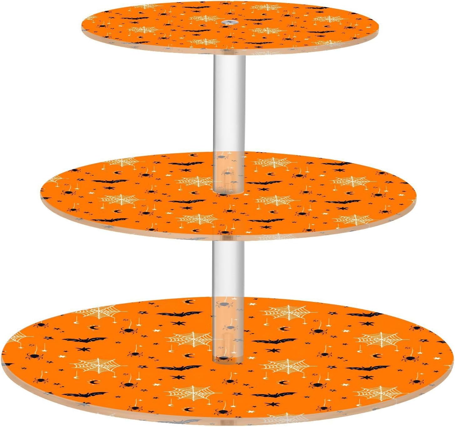 Spiderweb Bats Spider Halloween 3 Tier Acrylic Cupcake Stand, Cupcake Stand for 34 Cupcakes for Weddings, Christmas,Holidays,Parties,Birthday,Printed Cupcake Tower 23301118