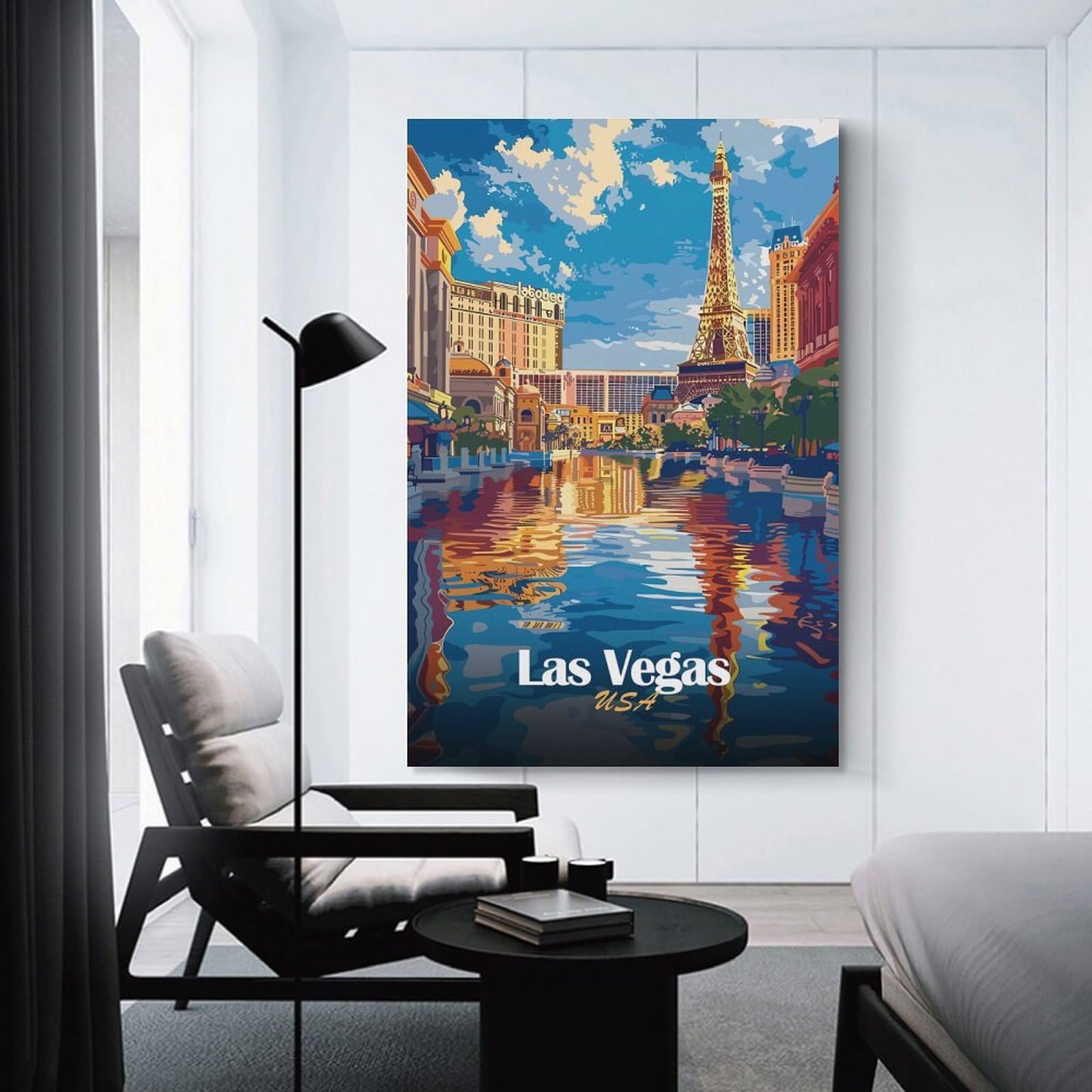 Junmoney Unframe-Style-10-1 Las Vegas Usa Travel Decorative Wall Artwork 24X36inch(60X90cm), For Front Hall, Corridor Or Welcome Spaces, Decorative Wall Art For Narrow Spaces