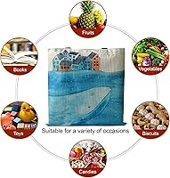 Vista 2 de Bolsa de lona para mujer, con bonito estampado, reutilizable, de algodón, a la moda, escuela, compras, playa, comestibles