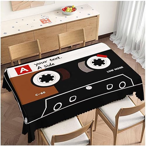 Mantel de mesa de cassette de audio retro, cinta de casete de audio de plástico, 52 x 70 pulgadas, a prueba de polvo, protector para el hogar,