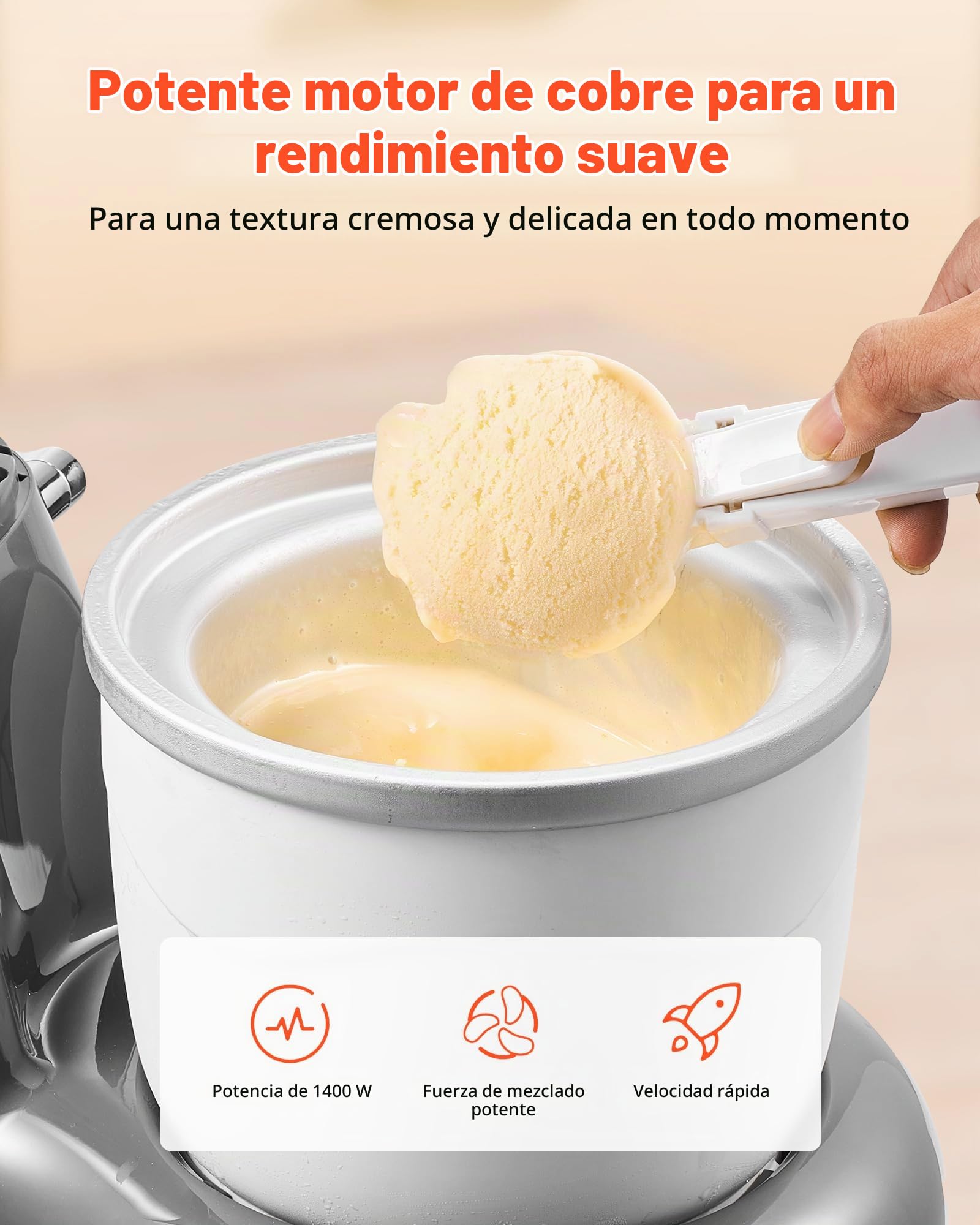VEVOR Batidora de Pie de Helados 1,7 L, 6 Velocidades, Pantalla Digital LED, Temporizador, Paleta para Mezclar, Gancho para Masa y Protector contra Salpicaduras, Gris, 1400 W, 375 x 212 x 305 mm