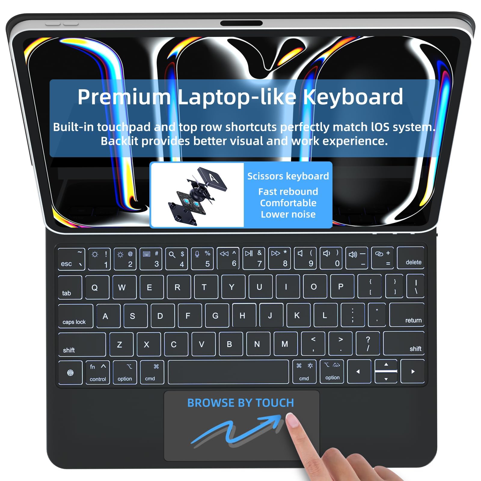 Funda para teclado para iPad Air de 11 pulgadas (M2) 2024 y iPad Pro de 11 pulgadas (4ª/3ª/2ª/1ª generación), teclado mágico para Air 5ª/4ª generación, trackpad multitáctil, 7 colores de