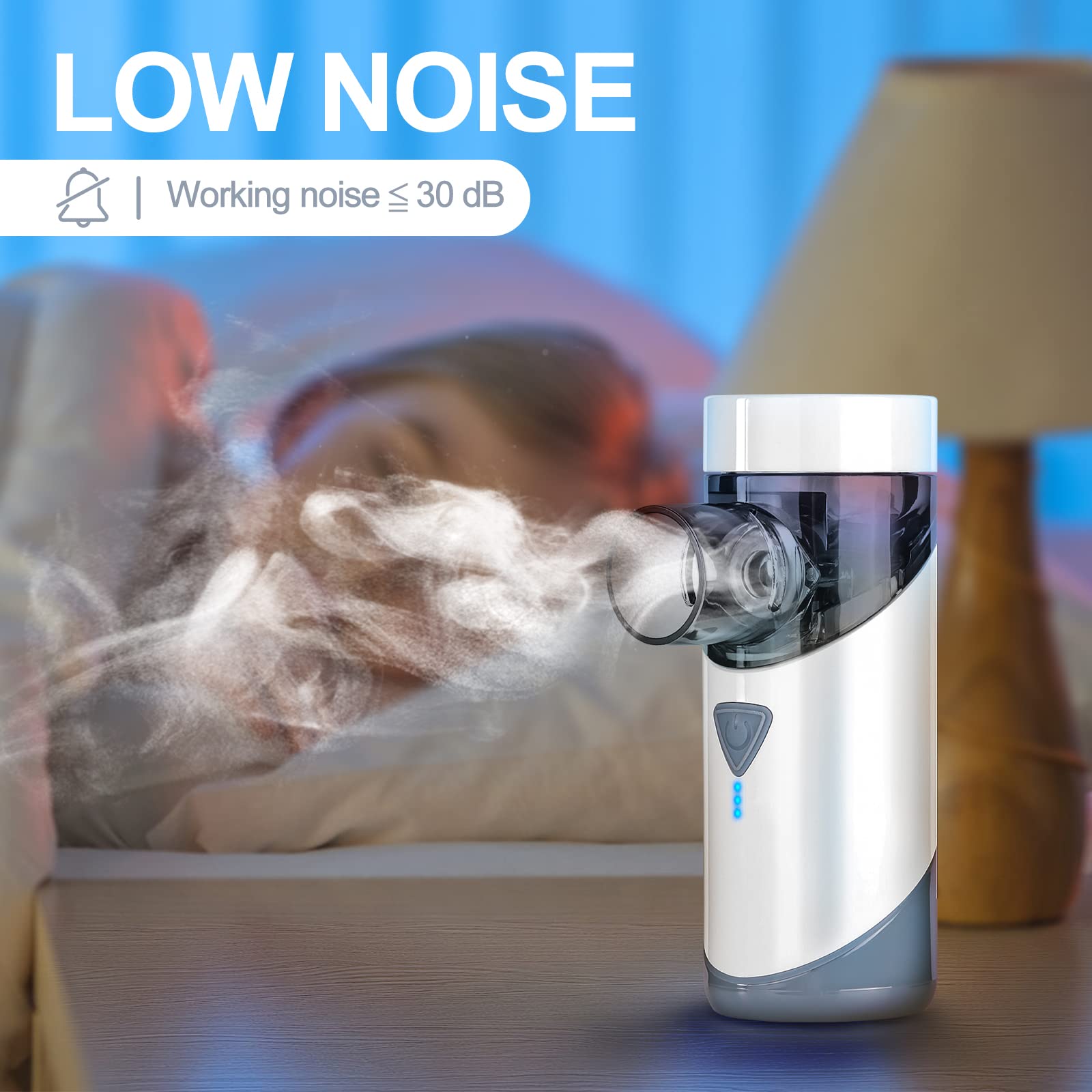 Nebulizador Portatil nebulizador silencioso Aerosol Recargable mediante Cable USB con Boquilla Accesorio Facial para Adultos Niños Viajes Familiares