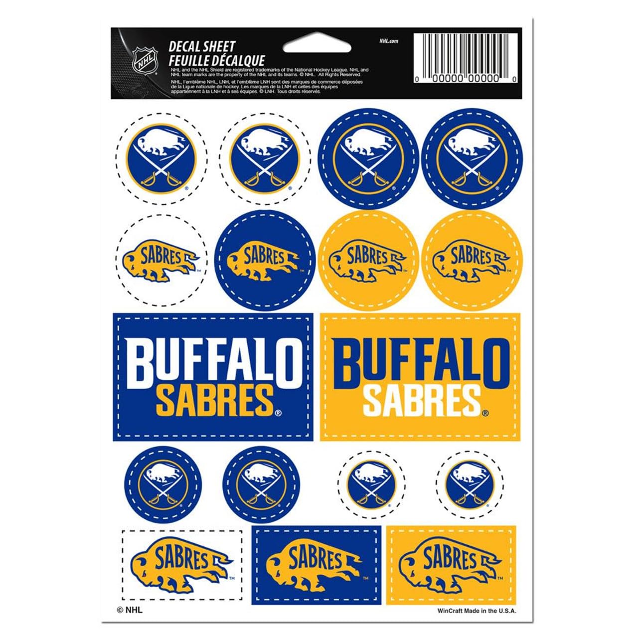 Planche d'autocollants Buffalo Sabres vinyle haute résistance finition premium