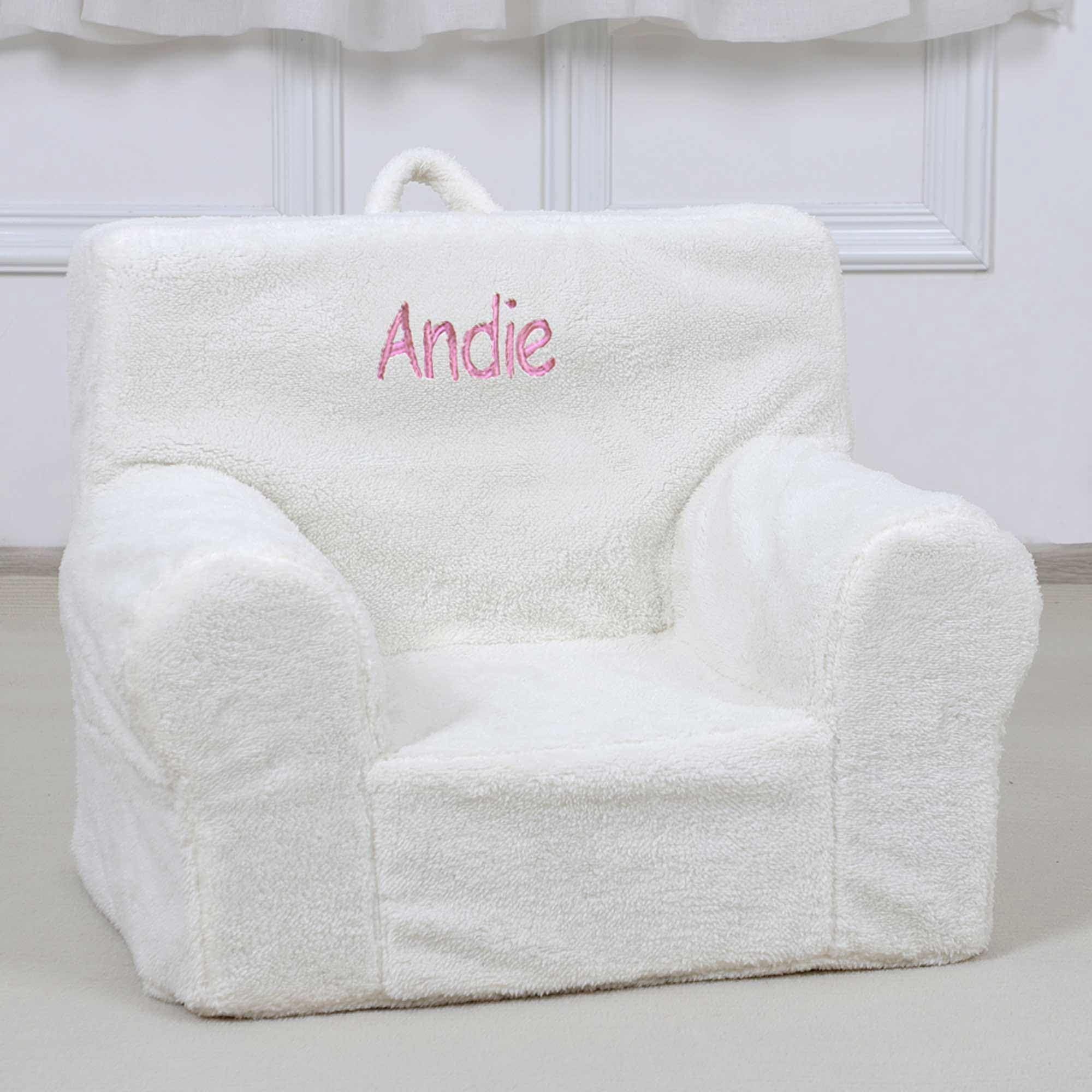 DIBSIES Personalized Creative Wonders Toddler Chair - Ages 1.5 to 4 Years Old (White Sherpa)