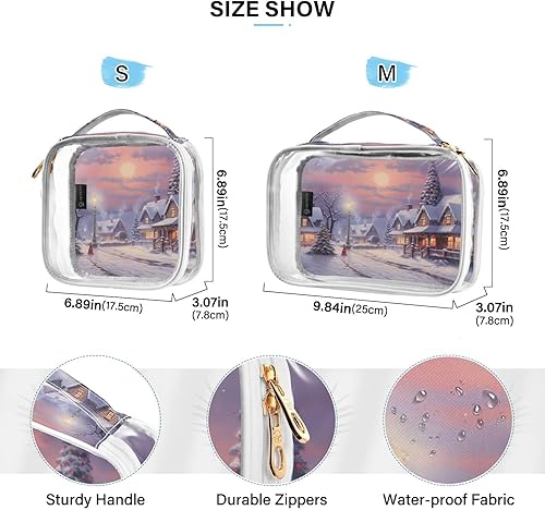Miniatura 4 de Christmas Snowy Village Clear Toiletry Bag for Traveling,2 Pack Makeup Cosmetic Bag with Zipper,Travel Bag for Toiletries,Travel Essentials 21215343